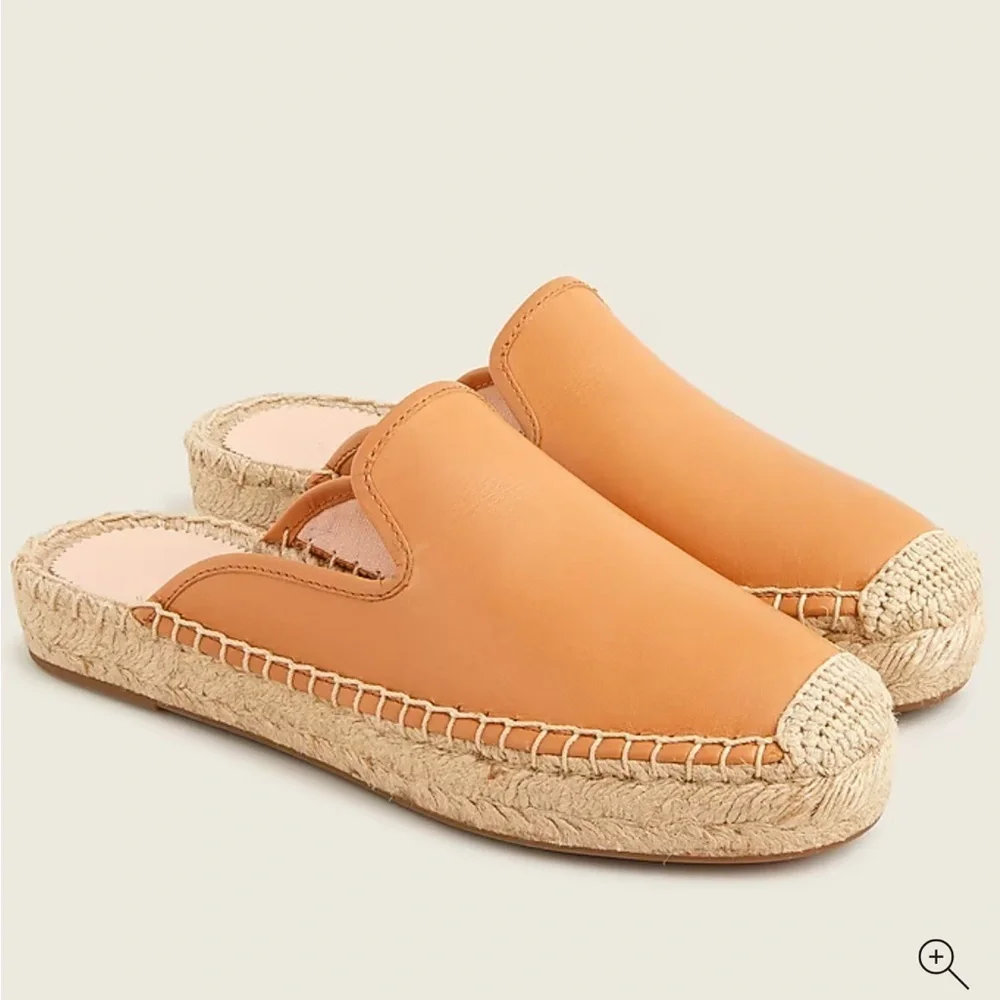 J. Crew Leather Espadrille Mules Size 8